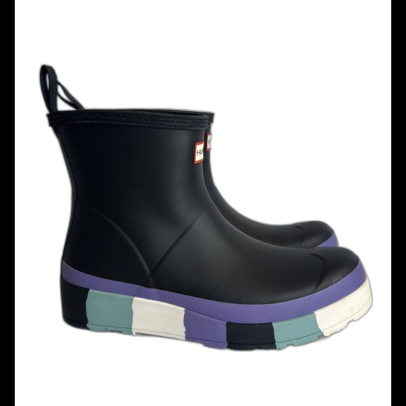 Hunter Black Boots with Purple and Teal Accents - Picture 4 of 9
